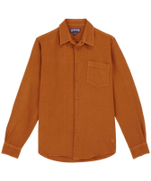 Men Linen Shirt Solid Caramel front view