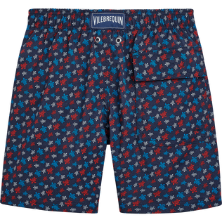 Boys Stretch Swim Trunks Micro Ronde Des Tortues Rainbow Navy back view
