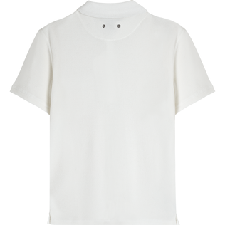 Camisa de bolos lisa en tejido terry unisex Blanco tiza vista trasera