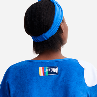 Women multicolor clouds t-shirt - Vilebrequin x JCC+ - Limited Edition Sea blue details view 1