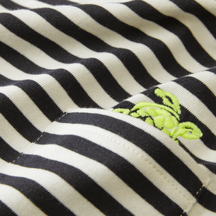 Camiseta sin mangas de algodón orgánico con estampado de rayas para niña Marino / blanco detalles vista 1
