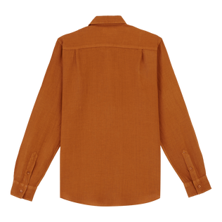 Camisa de lino lisa para hombre Caramel vista trasera