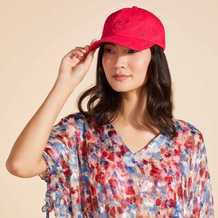 Embroidered Cap Turtles All Over Gooseberry red details view 1