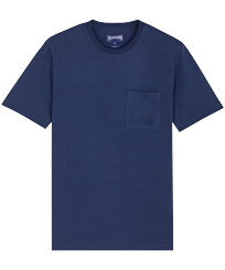Men Organic Cotton T-Shirt Solid Navy front view