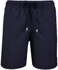 Maillot de bain homme Long uni Bleu marine vue de face