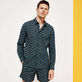 Camicia unisex estiva in voile di cotone Micro Tortues Rainbow Blu marine dettagli vista 6