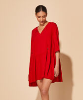 Women Short Dress Plumetis Moulin rouge front worn view