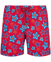 Men Swim Shorts Embroidered Stars Gift - Limited Edition Burgundy front view