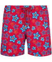 Men Embroidered Swim Trunks Stars Gift - Limited Edition Burgundy front view