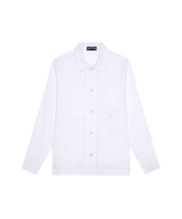 Men Linen Solid Overshirt White front view