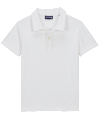 Boys Terry Polo Shirt Solid White front view