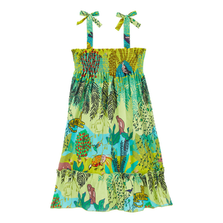 Girls Cotton Dress Jungle Rousseau Ginger back view