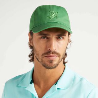 Solid Cap Turtle Embroidery Chive front worn view