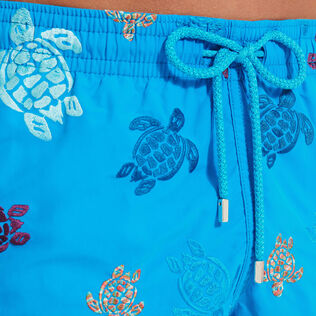 Men Swim Shorts Embroidered Ronde Des Tortues - Limited Edition Lazuli blue details view 3