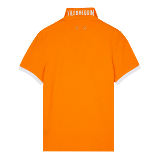 Men Cotton Pique Polo Shirt Solid Carrot 后视图