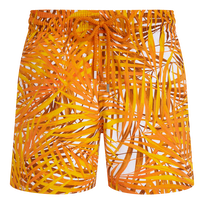 Men Stretch Short Swim Trunks Palm Leaves Mango front view