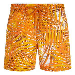 Men Stretch Short Swim Trunks Palm Leaves Mango front view