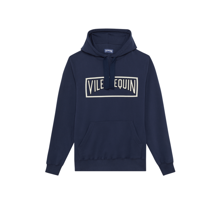 Men Cotton Hoodie Sweatshirt Solid - Martin - Blue - Size M - Vilebrequin