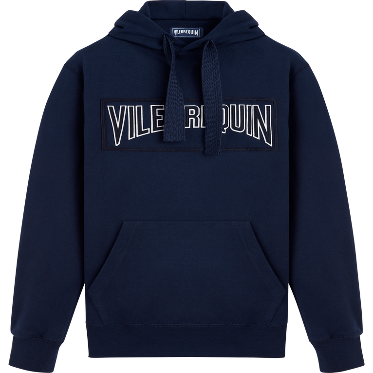 Men Cotton Hoodie Sweatshirt Solid - Sweater - Martin - Blue - Size XL - Vilebrequin