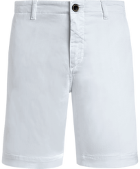 Men Tencel Bermuda Shorts Solid Weiss Vorderansicht