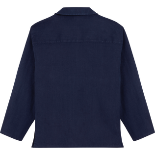 Camisa marinera en lino de color liso de Vilebrequin x Inès de la Fressange Azul marino vista trasera