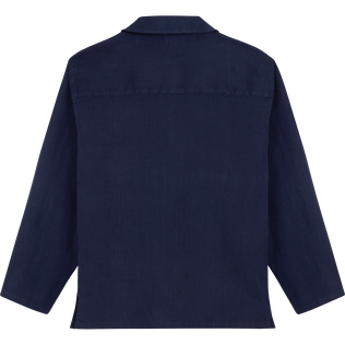 Camisa marinera en lino de color liso unisex de Vilebrequin x Inès de la Fressange Azul marino vista trasera