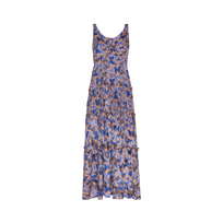 Vestido largo de viscosa y seda con estampado Disco Butterfly para mujer Blush vista frontal