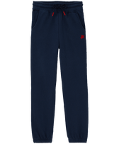 Pantalon jogging en coton garçon tortue brodée Bleu marine vue de face