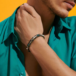 Bracelet tressé unisexe perles Everly- Vilebrequin x Gas Bijoux Thalassa vue portée de dos