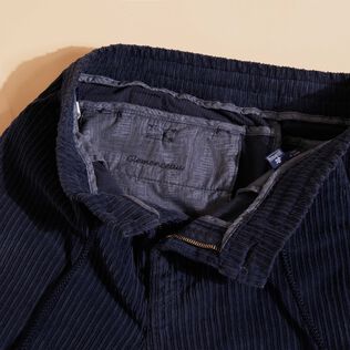 Pantaloni jogger uomo in velluto a coste grandi Vintage Blu marine dettagli vista 2