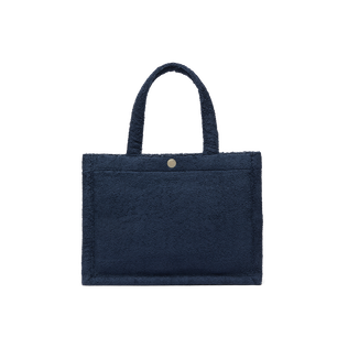 Women Terry Beach Bag Turtle Navy back view