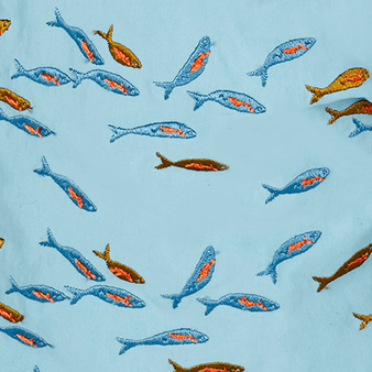 Men Swim Trunks Embroidered Gulf Stream - Limited Edition Foam print