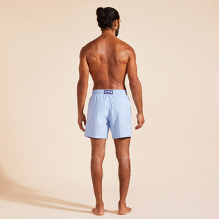 Men Swim Shorts Solid Flax flower back worn view