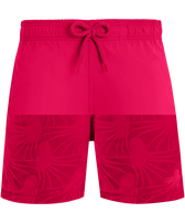 Maillot de bain garçon aquaréactif Octopus Dance Groseille vue portée de face