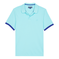 Polo en piqué de coton homme uni Bleu lazuli vue de face