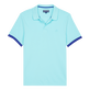 Men Cotton Pique Polo Shirt Solid Lazulii blue front view