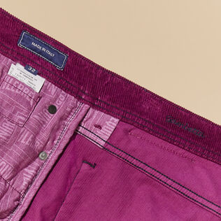Men 5-Pockets Corduroy Pants 1500 lines Crimson purple details view 4