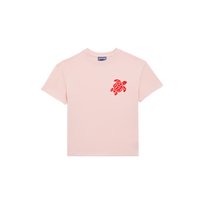 Camiseta de algodón orgánico con tortuga bordada para niño Peony vista frontal