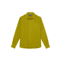 Men Linen Shirt Solid Wormwood 正面图