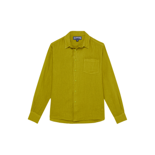 Men Linen Shirt Solid Wormwood 正面图