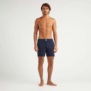 Bañador elástico con cinturilla plana para hombre - Vilebrequin x Inès de la Fressange Azul marino vista frontal desgastada