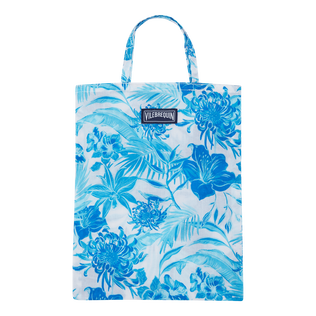 Pareo de gasa de algodón con estampado Tahiti Flowers unisex Blanco vista frontal desgastada