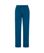 Men Linen Comfort Pants Solid Peacock front view