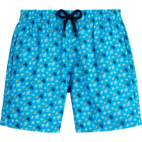 Boys Ultra-Light and Packable Swim Shorts Micro Ronde Des Tortues Rainbow Hawaii blue front view