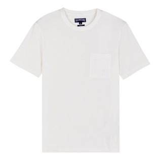 Camiseta de algodón orgánico de color liso para hombre Blanco tiza vista frontal