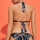 Top de bikini anudado alrededor del cuello con estampado Sweet Blossom para mujer Azul marino vista trasera desgastada