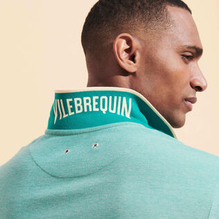 Men Cotton Changing Color Pique Polo Shirt Emerald 细节视图1