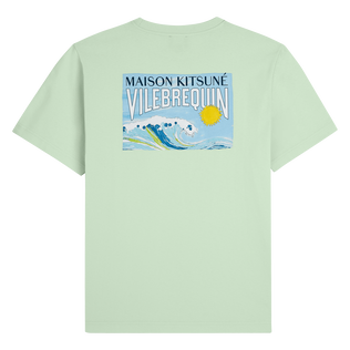 T-shirt en coton unisexe Wave - Vilebrequin x Maison Kitsuné Ice blue vue de dos