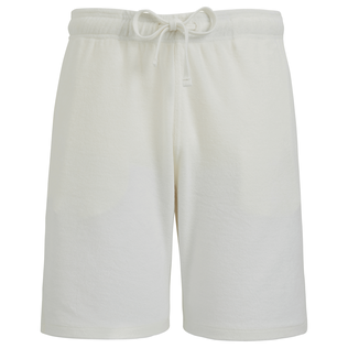 Unisex Terry Bermuda Shorts Solid Chalk front view