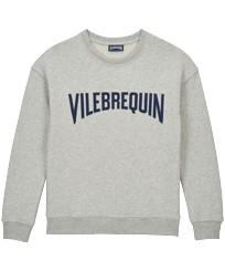 Baumwoll-Sweatshirt mit Rundhalsausschnitt und Vilebrequin Logo für Jungen Graumeliert Vorderansicht